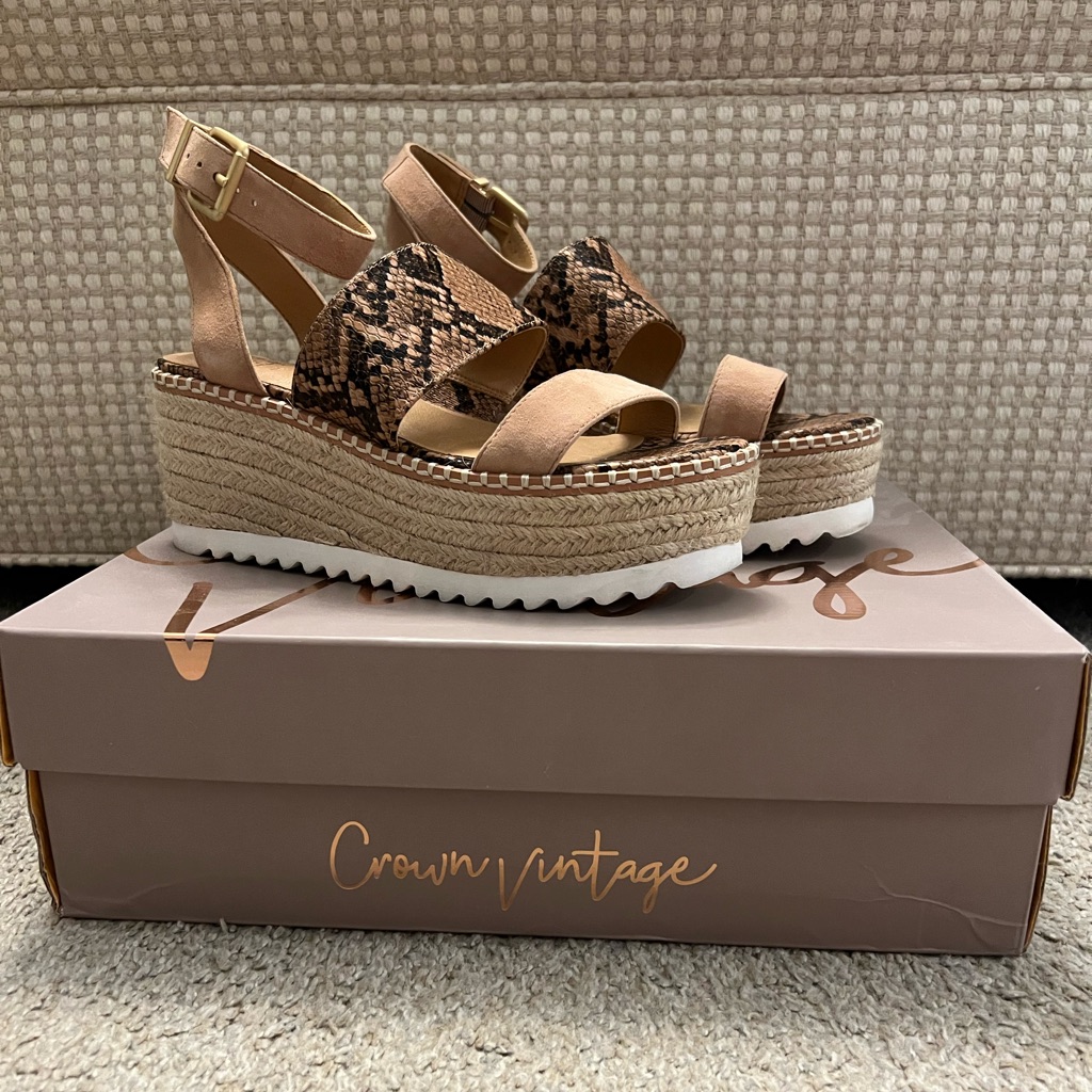 Crown Vintage Tan And Dusty Rose Espadrille Shoes